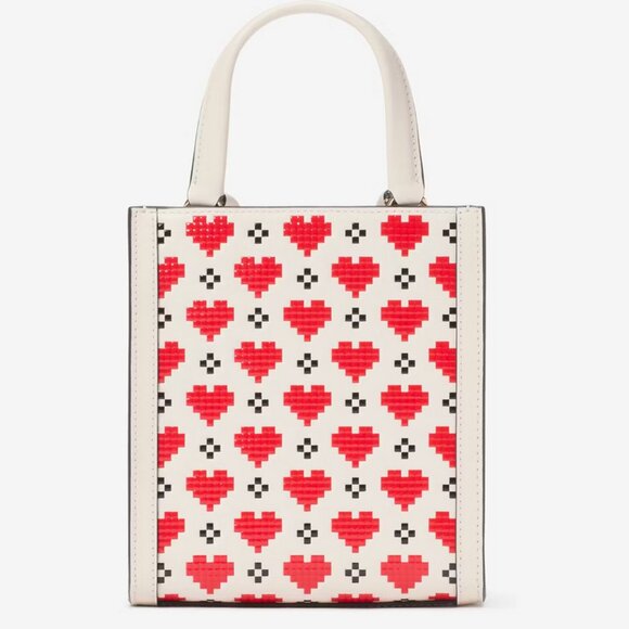 Kate Spade Manhattan Pixel Hearts Mini Tote - New with Dust Bag Saffiano Leather - Picture 8 of 8
